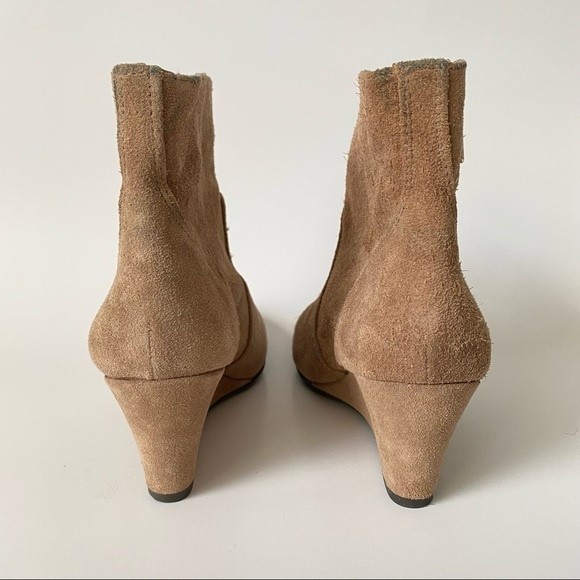 Antonio Melani Tan Suede Leather Wedge Bootie Womens size 7 Zipper Closure - Picture 12 of 16